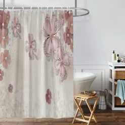 Shower Curtain with Hooks 180cm*180cm(70