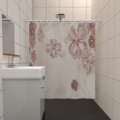 Shower Curtain with Hooks 180cm*180cm(70