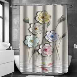 Shower Curtain with Hooks 180cm*180cm(70