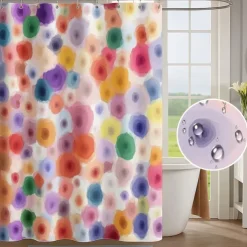 Shower Curtain with Hooks 180cm*180cm(70"*70") Polyester Washable Waterproof Pattern Bathroom Bathtub Decor Flower Abstract