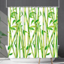 Shower Curtain with Hooks 180cm*180cm(70"*70") Polyester Machine Washable Waterproof Bamboo Forest Panda Pattern