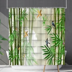 Shower Curtain with Hooks 180cm*180cm(70