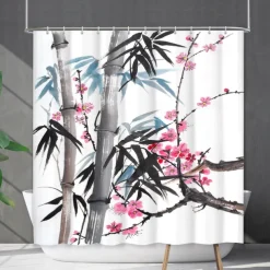 Shower Curtain with Hooks 180cm*180cm(70