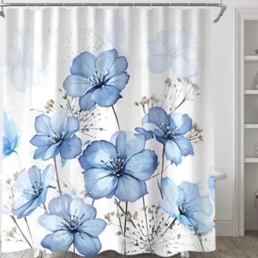 Shower Curtain with Hooks 180cm*180cm(70"*70") Polyester Washable Waterproof Pattern Bathroom Bathtub Decor Botanical Floral