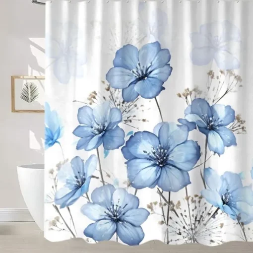 Shower Curtain with Hooks 180cm*180cm(70"*70") Polyester Washable Waterproof Pattern Bathroom Bathtub Decor Botanical Floral