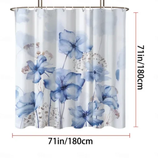 Shower Curtain with Hooks 180cm*180cm(70"*70") Polyester Washable Waterproof Pattern Bathroom Bathtub Decor Botanical Floral