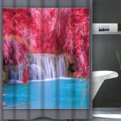 Shower Curtain with Hooks 180cm*180cm(70