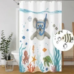 Shower Curtain with Hooks 180cm*180cm(70