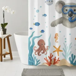 Shower Curtain with Hooks 180cm*180cm(70