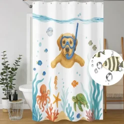 Shower Curtain with Hooks 180cm*180cm(70