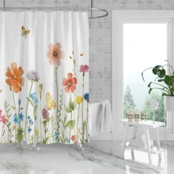 Shower Curtain with Hooks 180cm*180cm(70