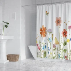 Shower Curtain with Hooks 180cm*180cm(70