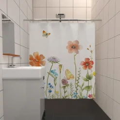 Shower Curtain with Hooks 180cm*180cm(70