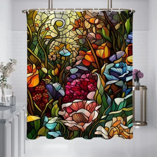 Shower Curtain with Hooks 180cm*180cm(70"*70") Polyester Washable Waterproof Pattern Bathroom Bathtub Decor Landscape Forest