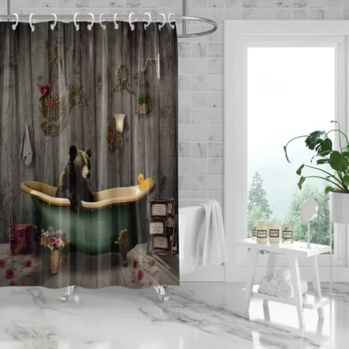 Shower Curtain with Hooks 180cm*180cm(70"*70") Polyester Washable Waterproof Pattern Bathroom Bathtub Decor Retro Vintage