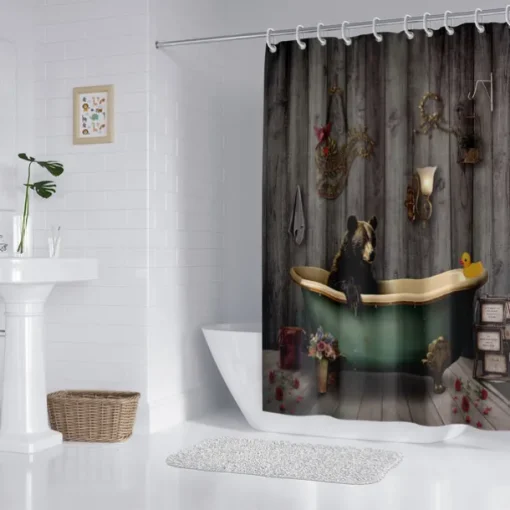 Shower Curtain with Hooks 180cm*180cm(70"*70") Polyester Washable Waterproof Pattern Bathroom Bathtub Decor Retro Vintage