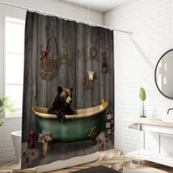 Shower Curtain with Hooks 180cm*180cm(70