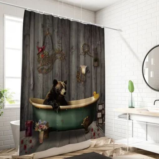 Shower Curtain with Hooks 180cm*180cm(70"*70") Polyester Washable Waterproof Pattern Bathroom Bathtub Decor Retro Vintage