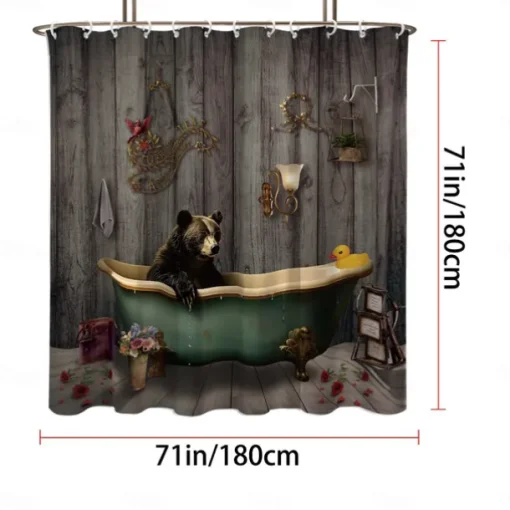 Shower Curtain with Hooks 180cm*180cm(70"*70") Polyester Washable Waterproof Pattern Bathroom Bathtub Decor Retro Vintage
