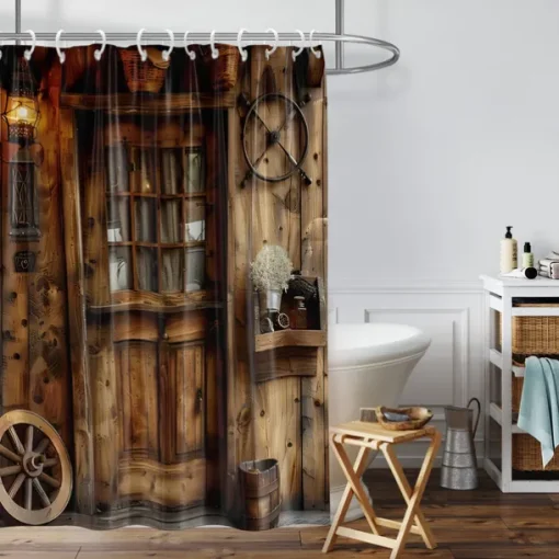 Shower Curtain with Hooks 180cm*180cm(70"*70") Polyester Washable Waterproof Pattern Bathroom Bathtub Decor Retro Vintage