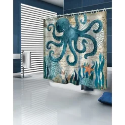 Shower Curtain with Hooks 180cm*180cm(70
