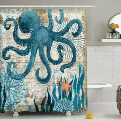 Shower Curtain with Hooks 180cm*180cm(70