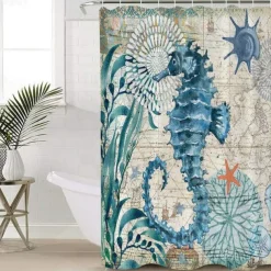 Shower Curtain with Hooks 180cm*180cm(70