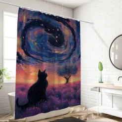 Shower Curtain with Hooks 180cm*180cm(70