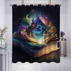 Shower Curtain with Hooks 180cm*180cm(70