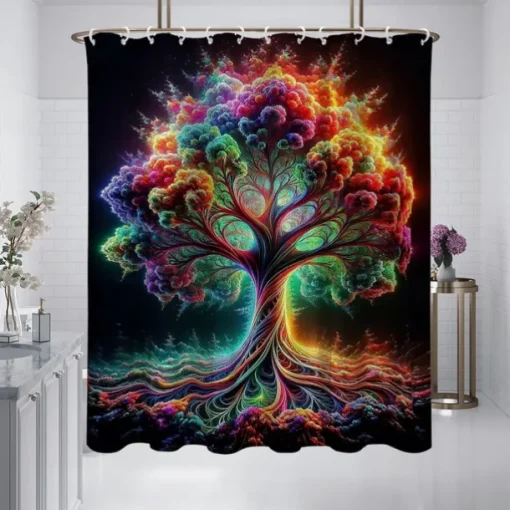 Shower Curtain with Hooks 180cm*180cm(70"*70") Polyester Washable Waterproof Pattern Bathroom Bathtub Decor Van Gogh Oil painting Tree of Life