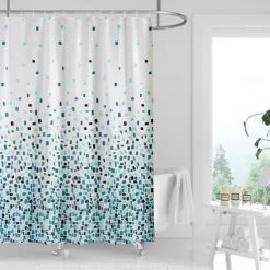 Shower Curtain with Hooks 180cm*180cm(70"*70") Polyester Machine Washable Waterproof Geometric Blue Purple Pattern