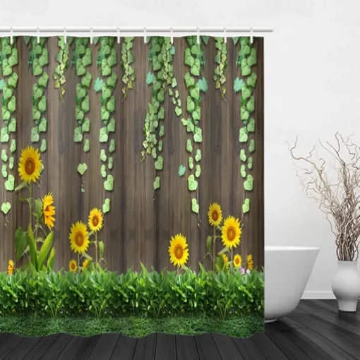 Shower Curtain with Hooks 180cm*180cm(70"*70") Polyester Washable Waterproof Floral Plant Leaves Pattern