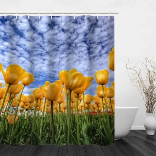 Shower Curtain with Hooks 180cm*180cm(70"*70") Polyester Washable Waterproof Floral Plant Leaves Pattern