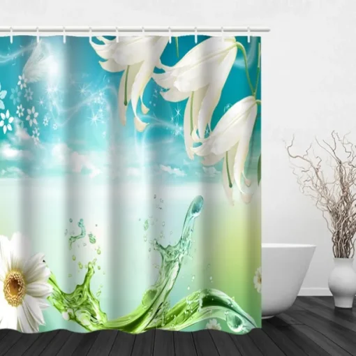 Shower Curtain with Hooks 180cm*180cm(70"*70") Polyester Washable Waterproof Floral Plant Leaves Pattern