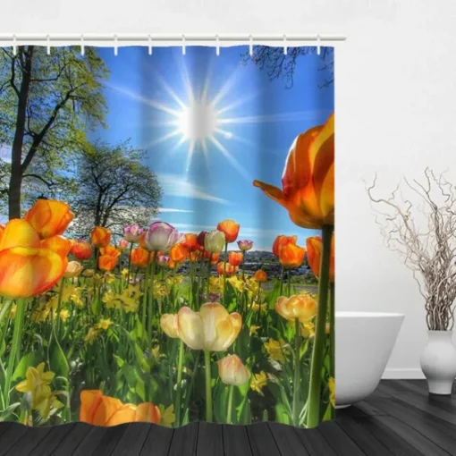 Shower Curtain with Hooks 180cm*180cm(70"*70") Polyester Washable Waterproof Floral Plant Leaves Pattern