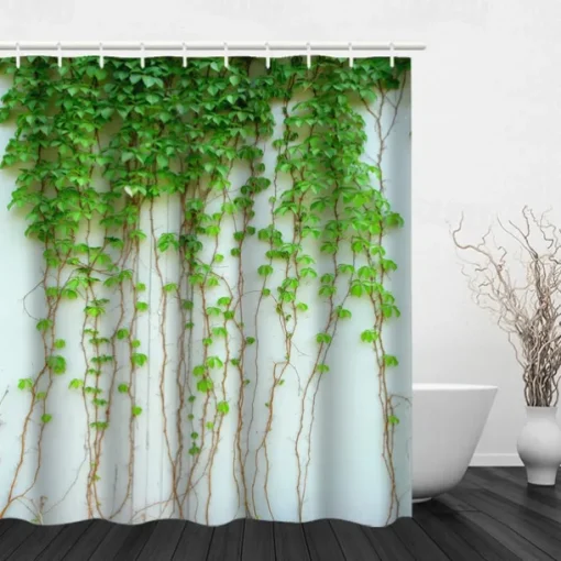 Shower Curtain with Hooks 180cm*180cm(70"*70") Polyester Washable Waterproof Floral Plant Leaves Pattern