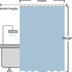 Shower Curtain with Hooks 180cm*180cm(70