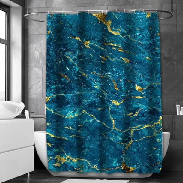 Shower Curtain with Hooks 180cm*180cm(70"*70") Polyester Washable Waterproof Marble Abstract Pattern