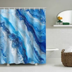 Shower Curtain with Hooks 180cm*180cm(70