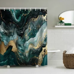 Shower Curtain with Hooks 180cm*180cm(70