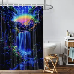 Shower Curtain with Hooks 180cm*180cm(70