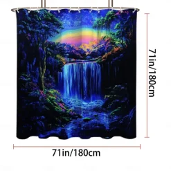 Shower Curtain with Hooks 180cm*180cm(70