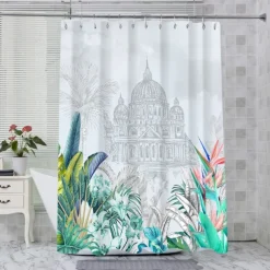 Shower Curtain with Hooks 180cm*180cm(70