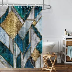 Shower Curtain with Hooks 180cm*180cm(70
