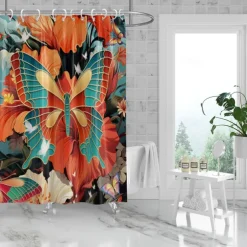Shower Curtain with Hooks 180cm*180cm(70