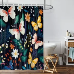 Shower Curtain with Hooks 180cm*180cm(70