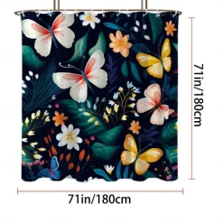 Shower Curtain with Hooks 180cm*180cm(70