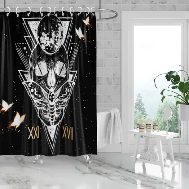Shower Curtain with Hooks 180cm*180cm(70"*70") Polyester Washable Waterproof Plant Flower Pattern Bathroom Bathtub Decor