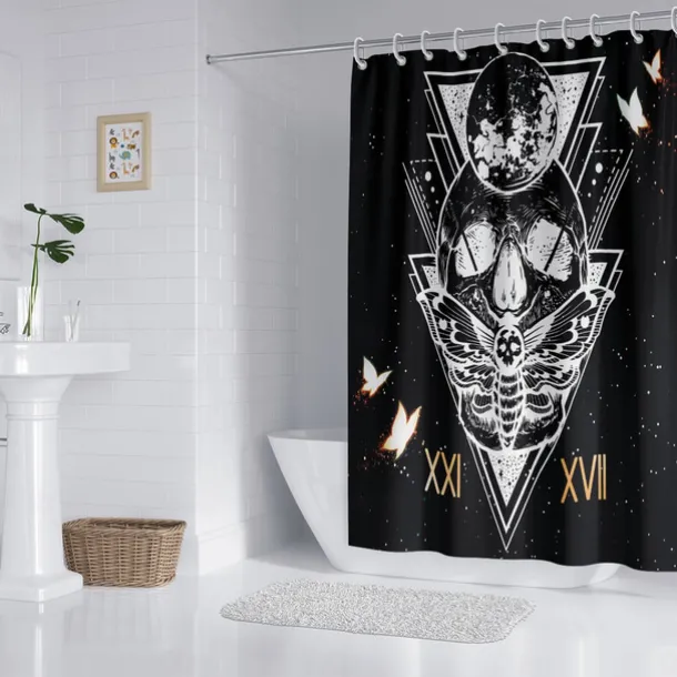 Shower Curtain with Hooks 180cm*180cm(70"*70") Polyester Washable Waterproof Plant Flower Pattern Bathroom Bathtub Decor