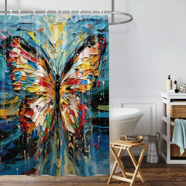 Shower Curtain with Hooks 180cm*180cm(70"*70") Polyester Washable Waterproof Plant Flower Pattern Bathroom Bathtub Decor